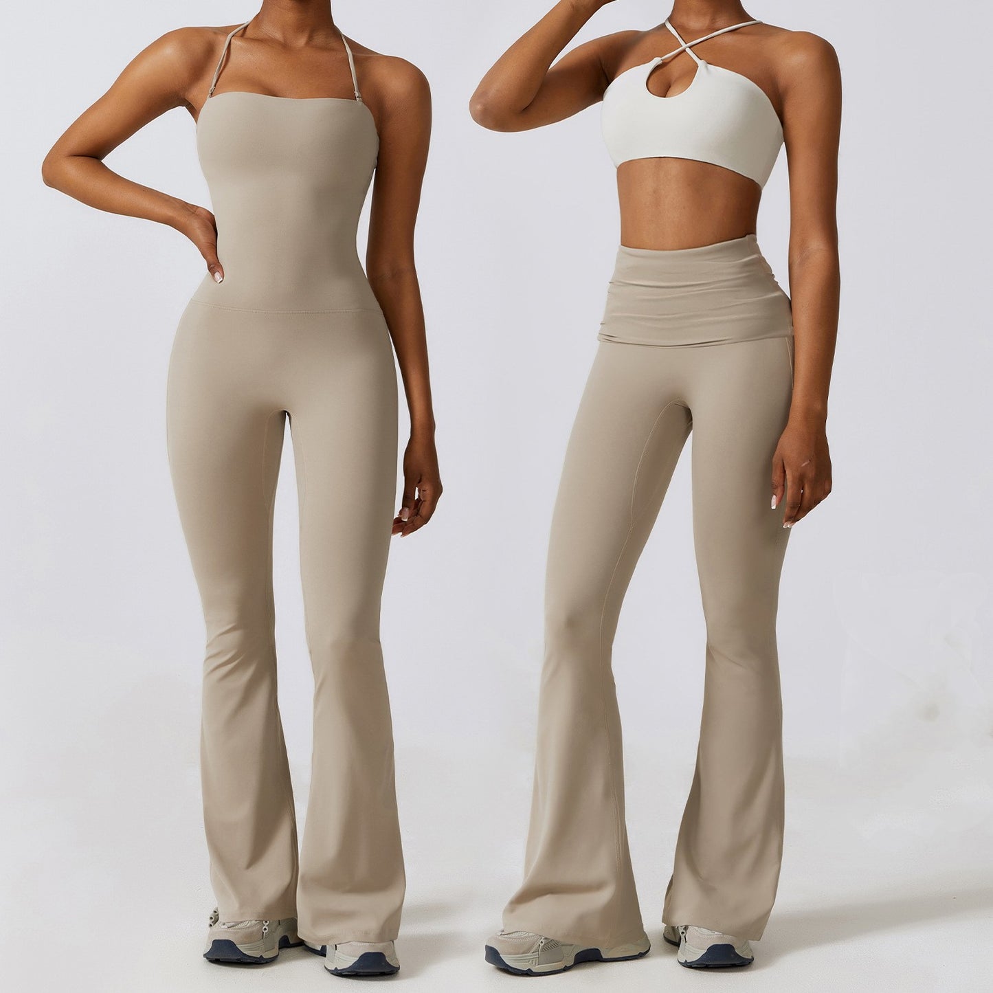 Women's Tight One-piece Casual Waist Bootleg Pants